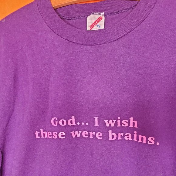 God I Wish These Were Brains Vintage 80s Tee - Picture 1 of 2
